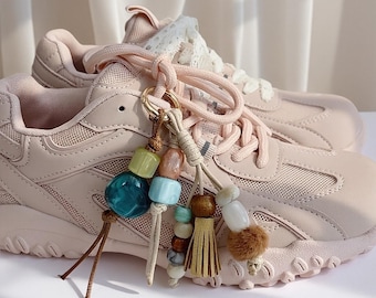 Boho Tassel Shoe Charm for Sneakers & Bags, Handmade Beaded Pom Pom Sneaker Charm,Handmade Aesthetic Bag Charm Accessory Gift for Women