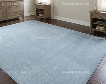 Handmade Solid Blue Area Rugs, Hand Tufted Medium Pile Height Area Carpets For Living Room,& Custom sizes available,