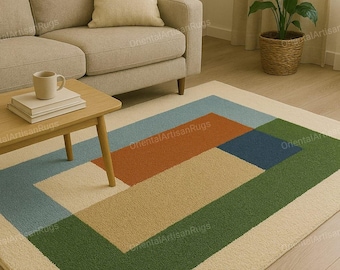 Alfombra multicolor moderna de 8x10 pies para sala de estar (también disponible en 8x10, 9x12 y 10x14 pies).
