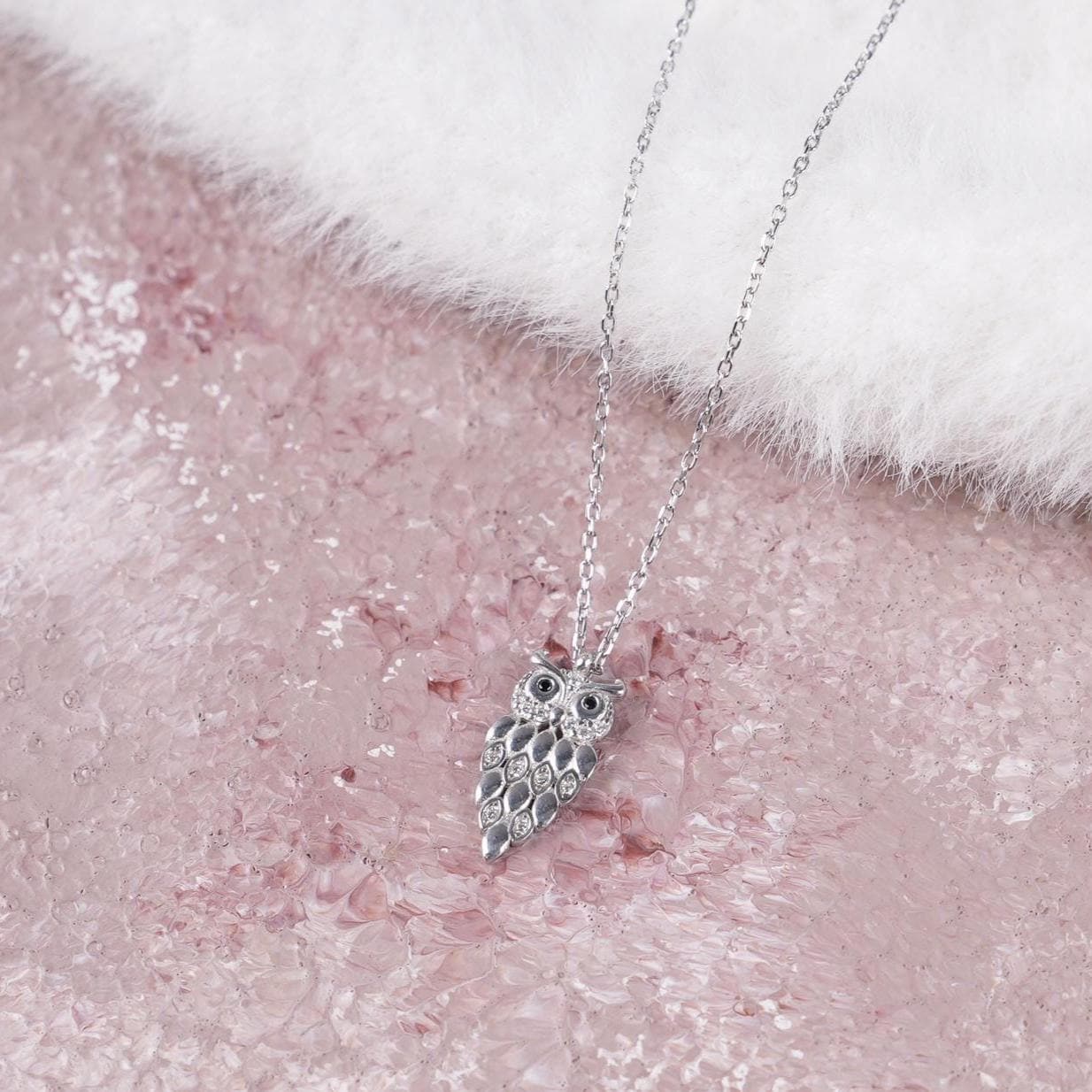 925 Silver Cute Owl Necklace &ndash; Elegant Minimalist Pendant, Animal Jewelry, Gift for Her