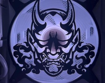 Cubierta para ventilador de PC con máscara Oni japonesa / Rejilla de ventilador de 120 mm / Diseño de demonio samurái impreso en 3D