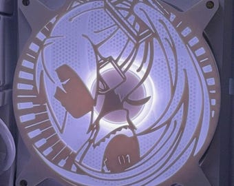 Cubierta para ventilador de PC inspirada en Vocaloid / Rejilla para ventilador de 120 mm / Diseño de chica anime impreso en 3D