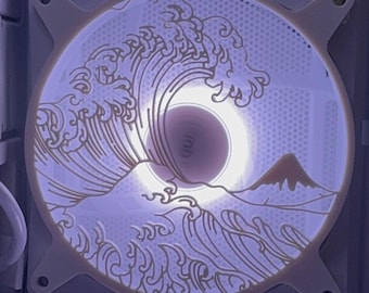 Rejilla para ventilador de PC Hokusai Wave de 120 mm: Diseño Kanagawa impreso en 3D