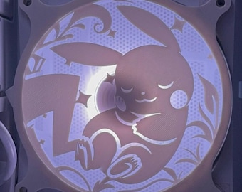 Rejilla para ventilador de PC Pika / Cubierta para ventilador de 120 mm con diseño de rayo