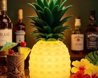 Lampada Ananas Tropicale LED | Luce da Tavolo per Tiki Bar e Speakeasy | Centrotavola Estivo per Cocktail Party | Decorazione Casa e Feste