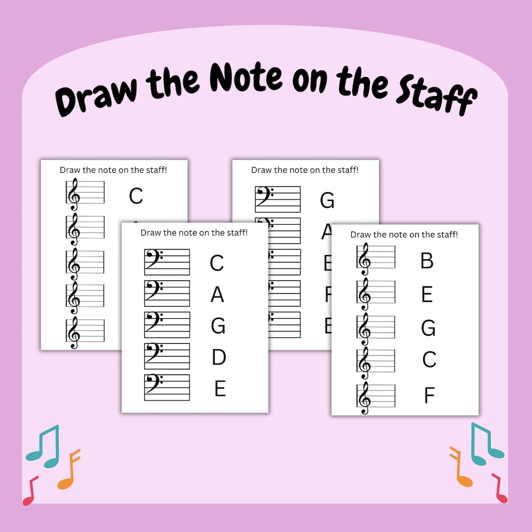 Piano Note Writing Worksheets | Draw the Note on the Staff | Beginner ...
