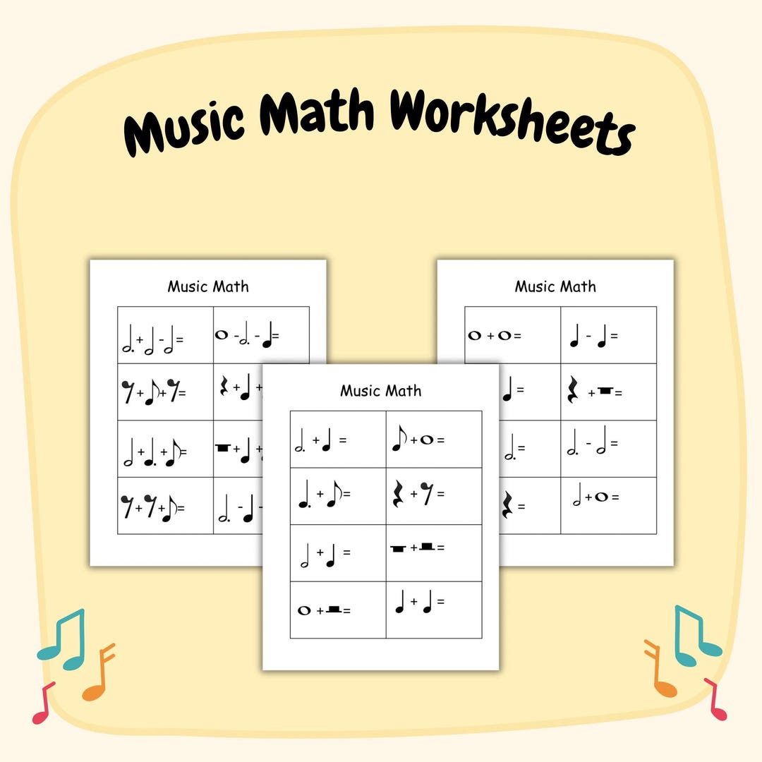 Music Math Printable for Piano Students | Note Value Addition and ...