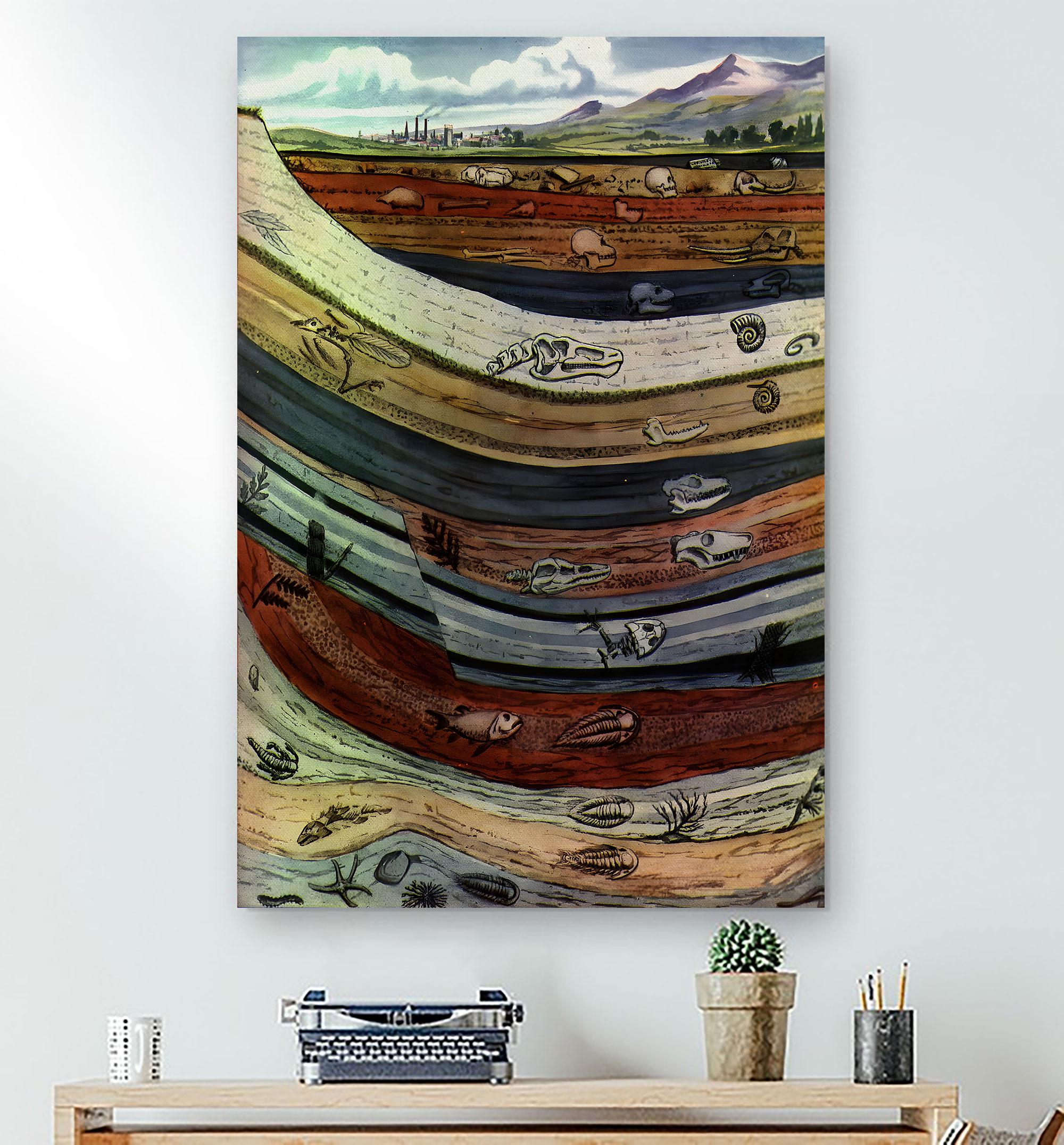 Geologic Poster Fossils and Geologic Time Vertical Poster or Canvas, Geologic Time ...