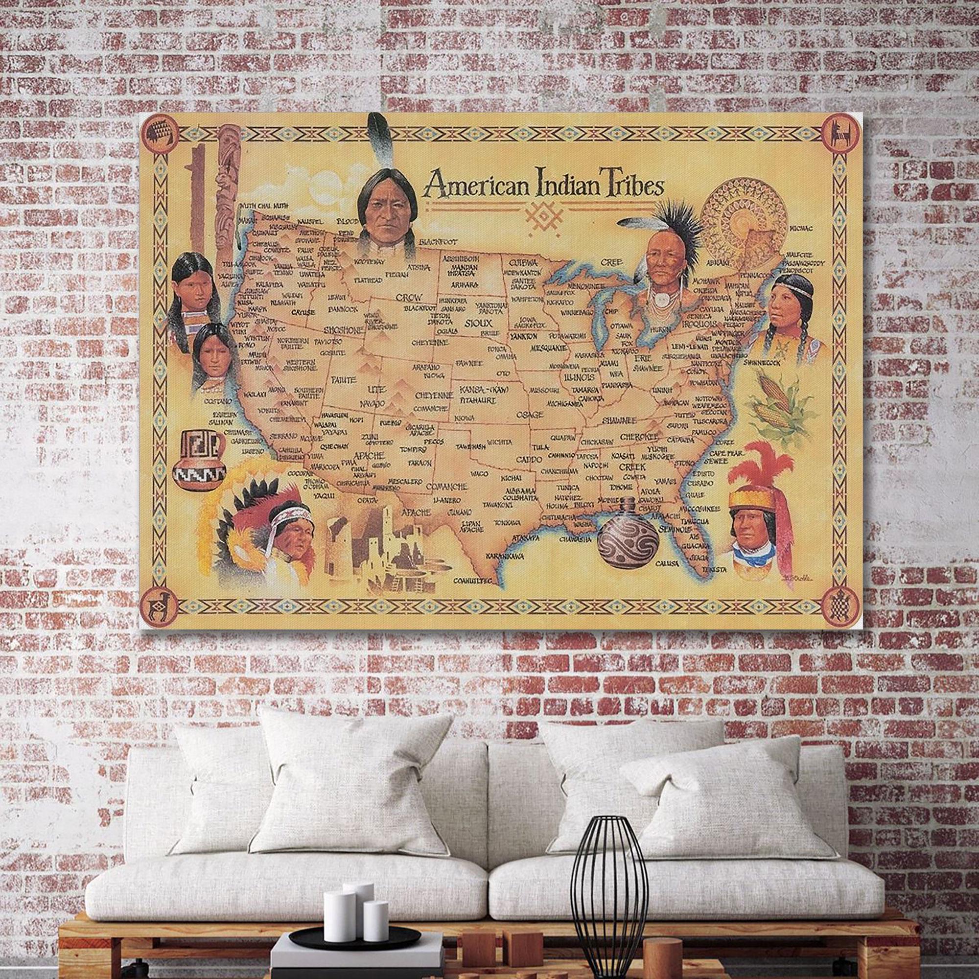 Tribe Poster Example American Indian Tribes Poster or Canvas, American Indian Chief Wall Art ...