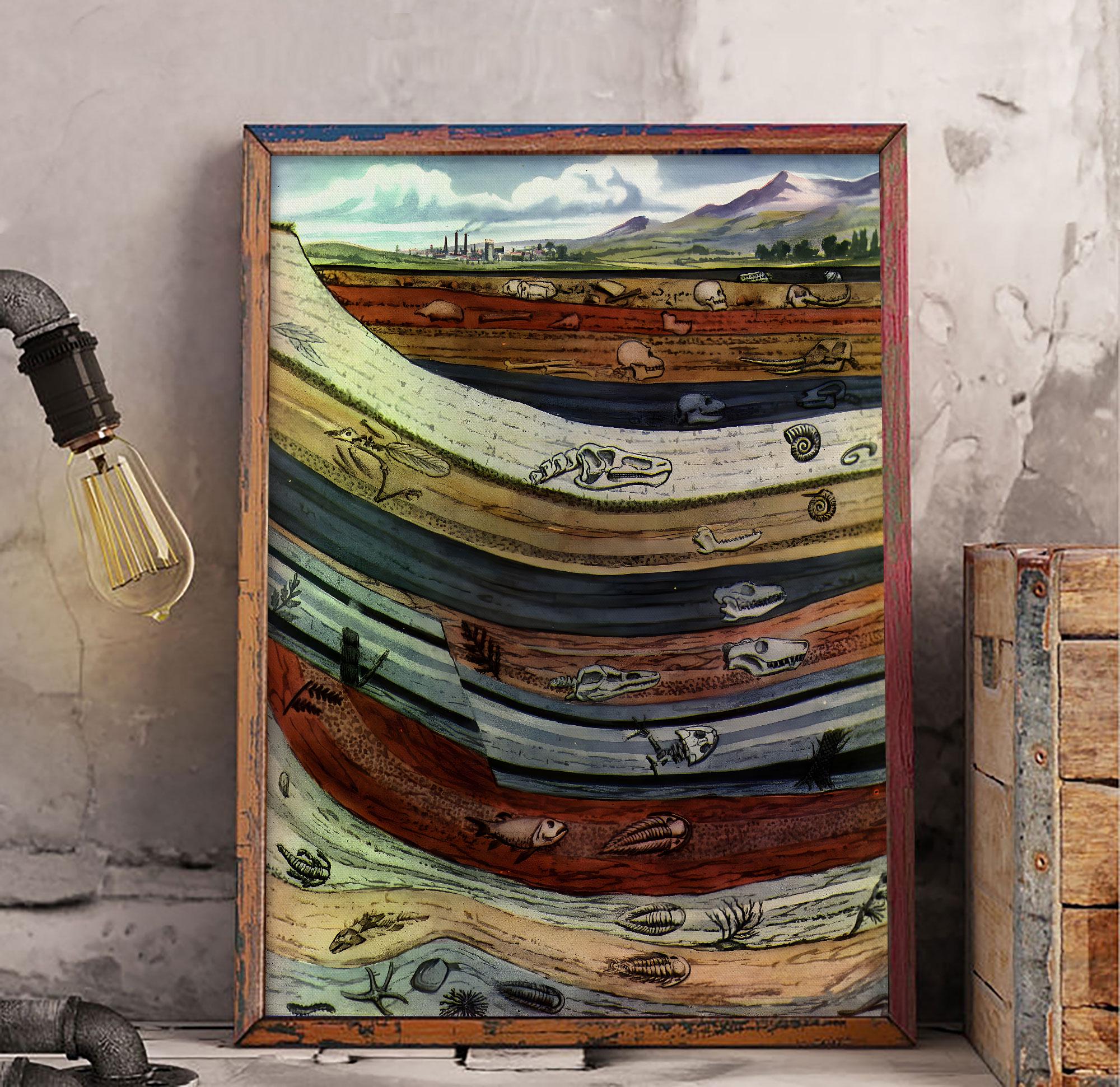 Geologic Poster Fossils and Geologic Time Vertical Poster or Canvas, Geologic Time ...