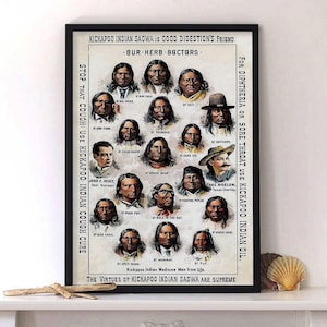 Póster o lienzo "Las virtudes del Sagwa indio Kickapoo son supremas", arte mural de jefe nativo americano, decoración para el hogar de nativos americanos.