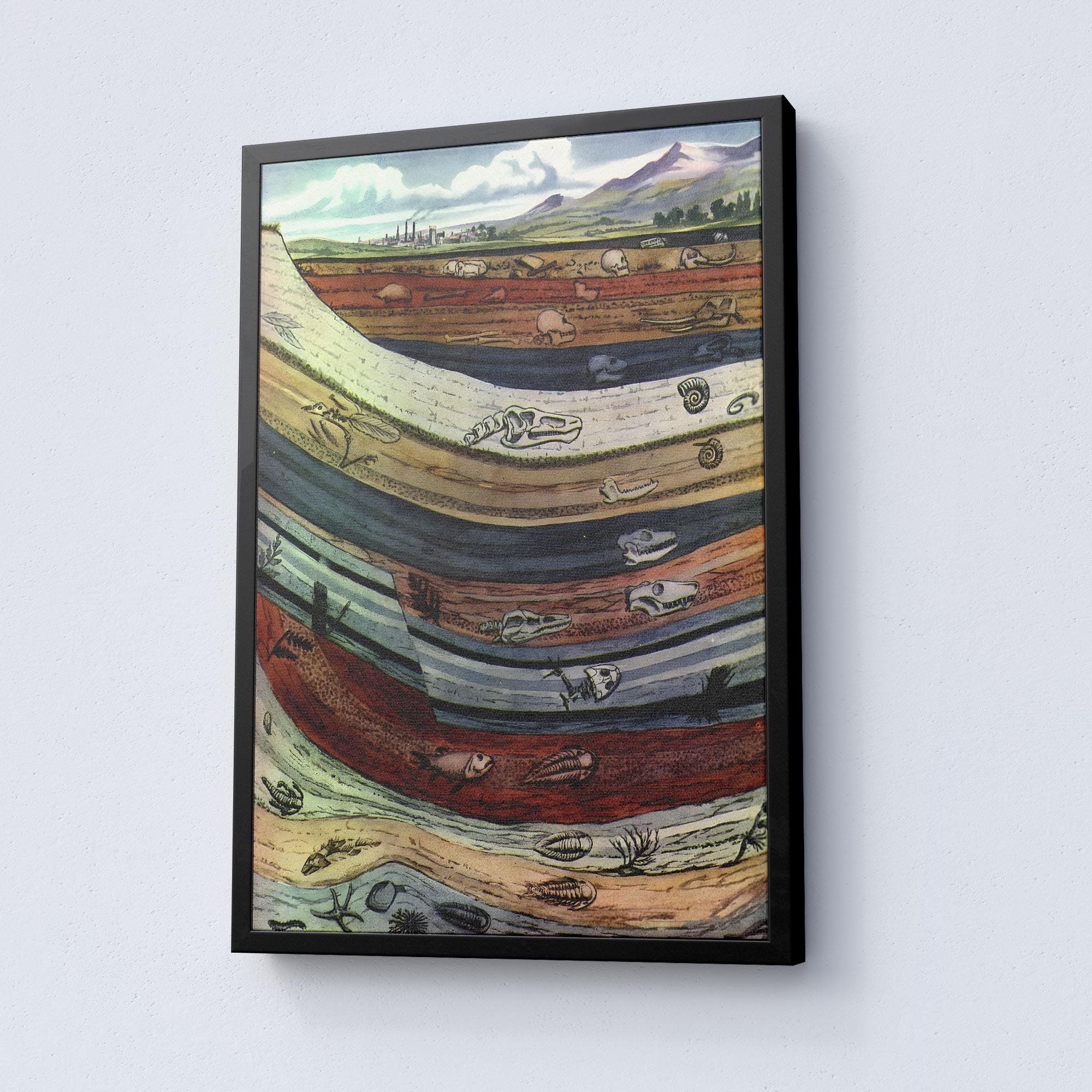 Geologic Poster Fossils and Geologic Time Vertical Poster or Canvas, Geologic Time ...