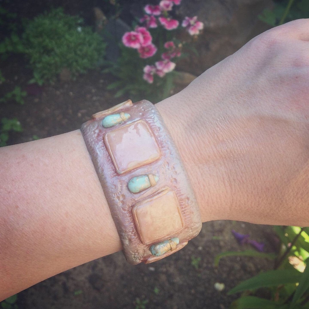 Light Colors Tribal Cuff, Bangle, Bracelet, Turquoise, Southwest