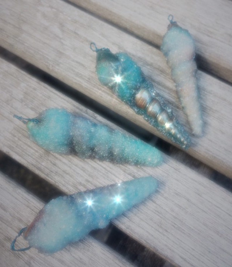 Crystalized Unicorn shell jade and amethyst beads Piece One Ocean colors Song of the Siren series