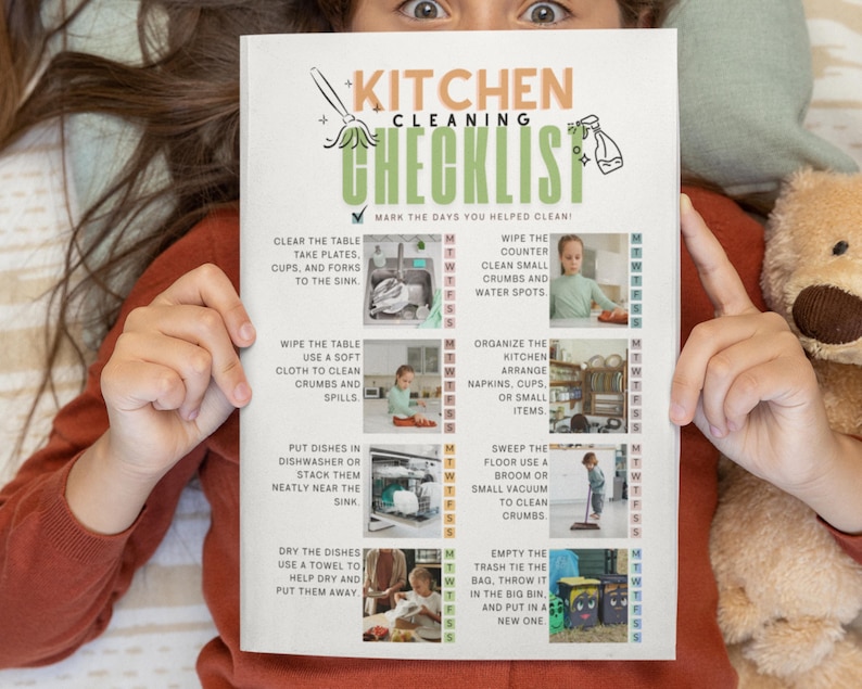 Teen Kitchen Cleaning Checklist Visual Routine Chart for Teens & Tweens ...