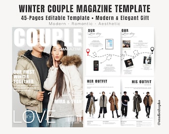 Revista personalizada para parejas, plantilla editable de Canva, álbum de fotos personalizado, regalo de aniversario para él y para ella, regalo para celebrar la relación