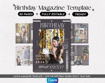 Canvaバースデーマガジンテンプレート | 親友へのパーソナライズされたカスタムバースデーギフト | 編集可能な誕生日の記念品 | 親友 | 彼女へのギフト