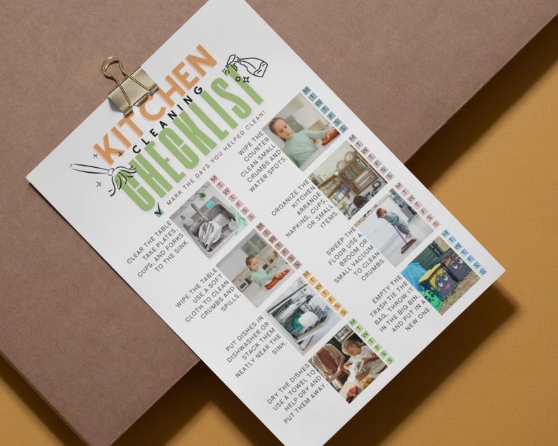 Teen Kitchen Cleaning Checklist Visual Routine Chart for Teens & Tweens ...