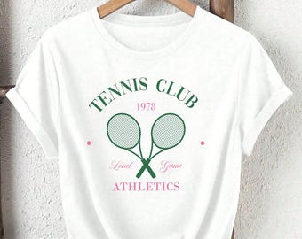 Vintage Tennis Club Graphic T-Shirt Design | Retro Racket Illustration PNG SVG | Minimal Sports Print