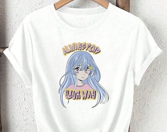 blue hair anime portrait digital files