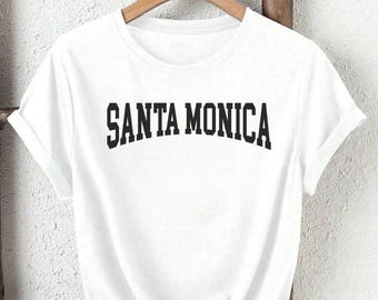 Santa Monica Retro Text Graphic | Coastal Typography PNG SVG | Vintage Minimal Shirt Design