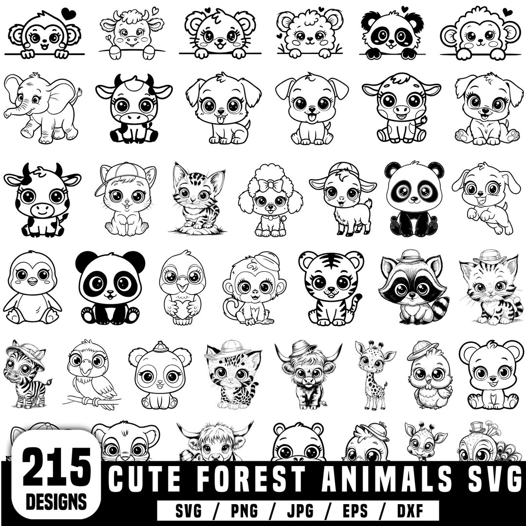 Cute Forest Animals Svg Bundle, Safari Svg, Svg Cricut, Doodle, Safari ...