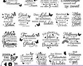 Positive Sayings SVG, German Quotes  Wisdom, Happiness, Love, Hope, Laser File Cricut, Silhouette Gift Idea, plotter File