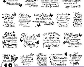 Dictons positifs SVG, citations allemandes sagesse, bonheur, amour, espoir, fichier laser Cricut, idée cadeau silhouette, fichier traceur