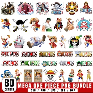 Paquete de imágenes PNG de One Piece, corte en capas de One Piece, calcomanía digital de One Piece, imágenes prediseñadas de One Piece, archivos de corte para Cricut, imágenes prediseñadas, silueta