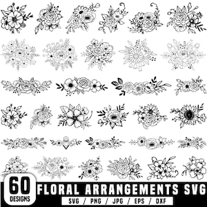 Floral arrangements Svg, Flower Svg Bundle, Floral Border Svg, Flower Bouquet Svg, Floral Bundle Clipart, Floral Bouquet Png