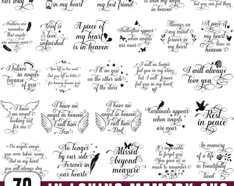 Memorial Svg, In Loving Memory Svg, Heaven Svg, Memorial Quotes Svg, Memorial Angel Wings, Remembrance Svg, Funeral Memorial Svg, Cricut