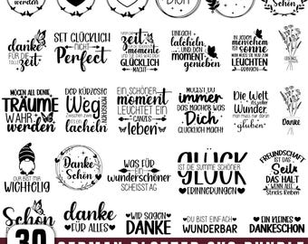 Duitse plotter Svg-bundel, ambachtelijke citaten, Plotterdatei Svg, Lieblingsmensch Svg, Danke Svg, Cricut, silhouet