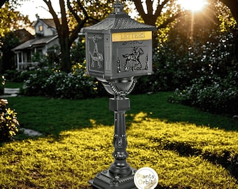 Vintage Elegant Mailbox - Lockable Weatherproof Pure Cast Iron & Aluminum Outdoor Spacious Black Post Box