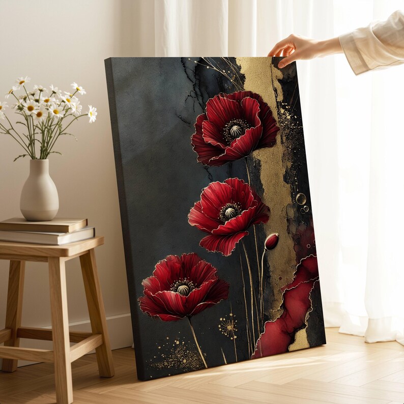 Red Poppy Canvas Wall Art, Ruby Red Decor - Etsy
