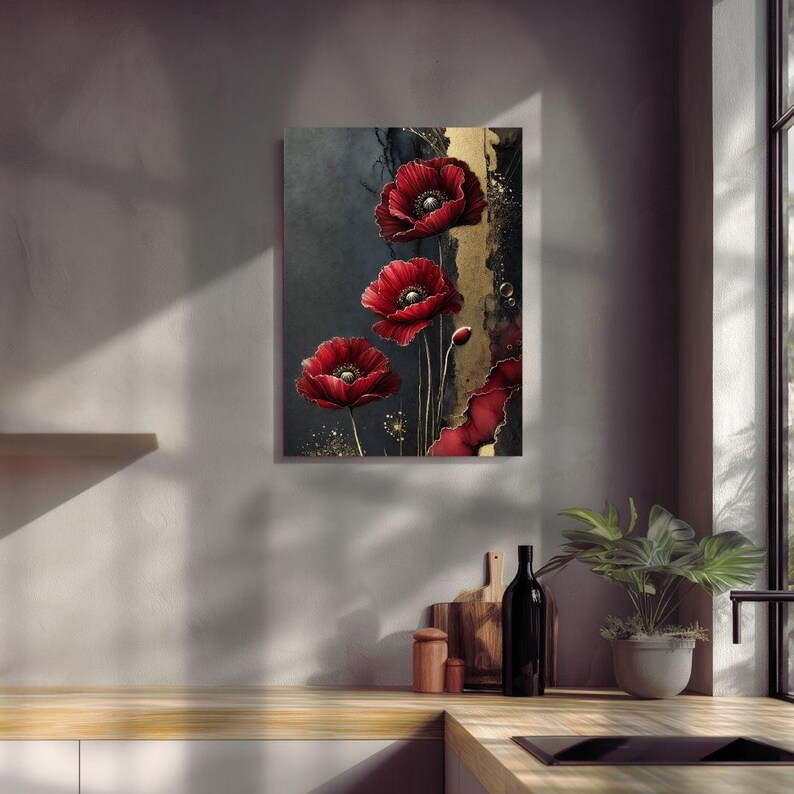 Red Poppy Canvas Wall Art, Ruby Red Decor - Etsy