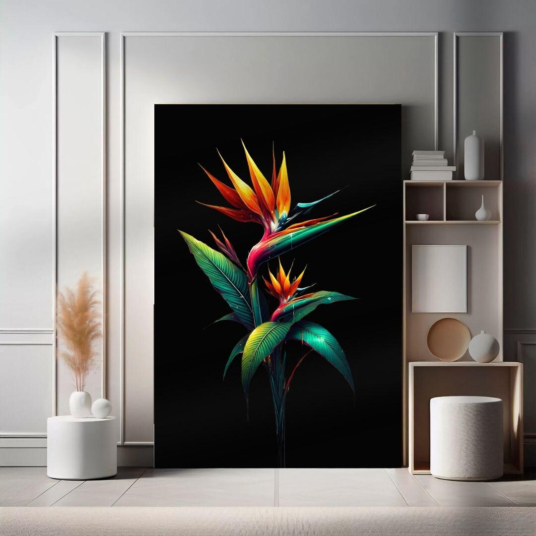 Bird of Paradise Canvas Print, Dark Botanical Wall Art - Etsy