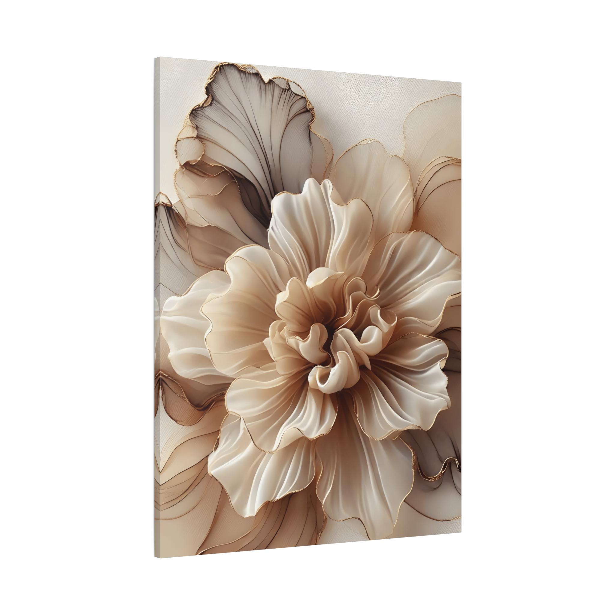 Neutral Beige Flower Canvas, 3D Effect Floral Art, Maximalist Wall Art ...