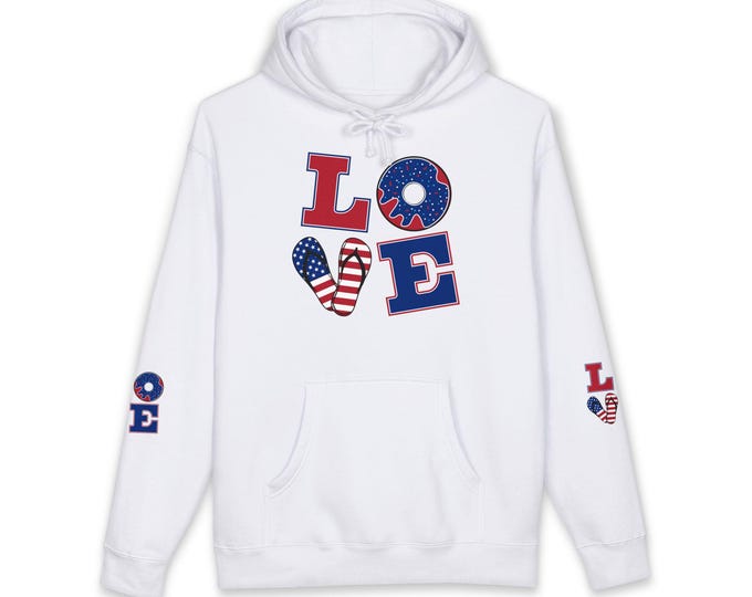 Love flag letters Hoodie | Red Wine Blue graphic hoodie