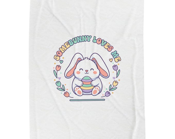 Bunny Plush Blanket | Pastel Easter Spring Decor, Cottagecore Nostalgia