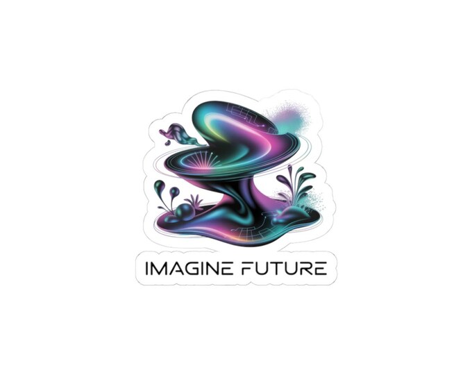 Imagine Future Kiss-Cut Stickers | AI Art Dreamscape, Neon Surreal Gradient