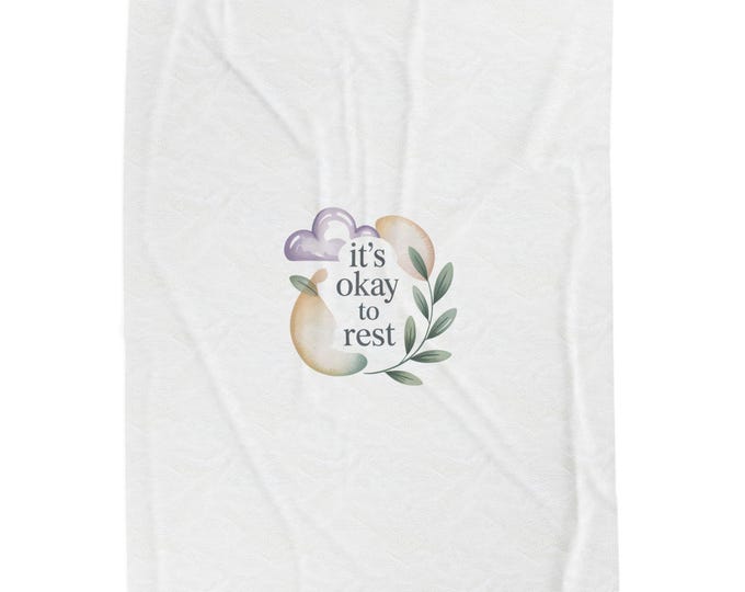 it's okay to rest Velveteen Plush Blanket | compassion affirmations, pastel self-care design
