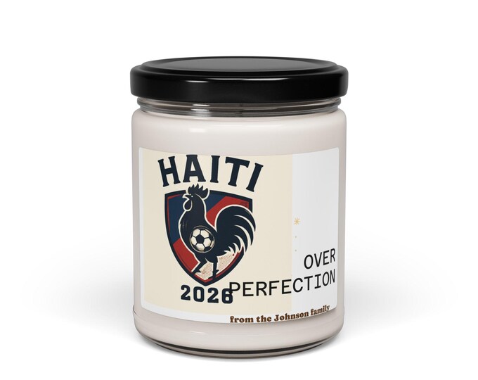 Haiti 2026 Rooster Soccer Crest Candle | Scented Soy Candle