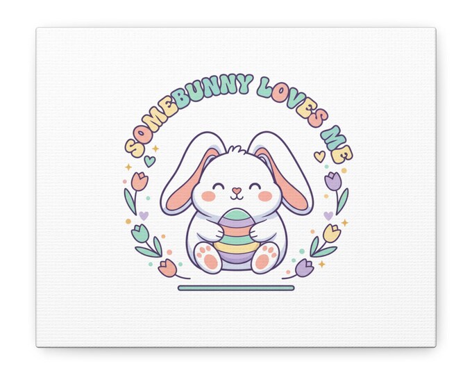 Easter Bunny Canvas Print | Pastel Cottagecore Spring Decor