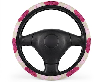 Pink Dice Pattern Car Steering Wheel Cover | Gaming Dice Print