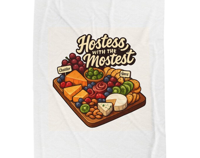 Hostess With The Mostest Velveteen Plush Blanket | Charcuterie Board Illustration