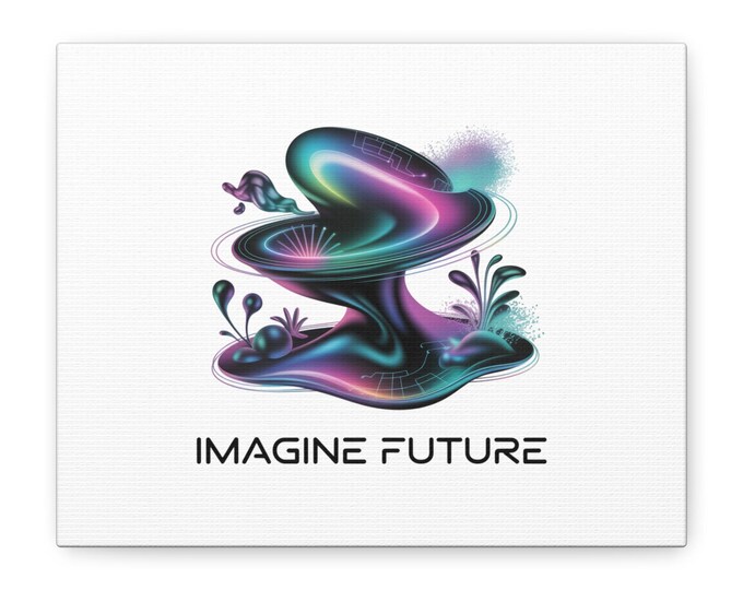 Imagine Future Matte Canvas, AI Art Dreamscape | Surreal Futuristic Gradient Poster