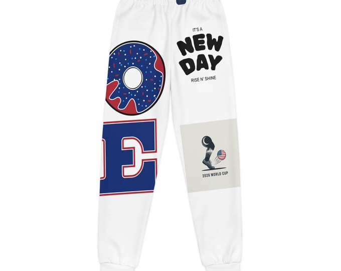 Patriotic Love Americana design Youth Joggers | Donut, 'New Day' graphic