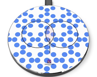 Chargeur sans fil bleu à pois pour raquette de tennis | Chargeur de téléphone