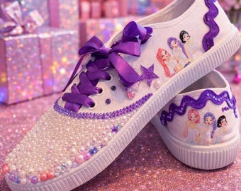 Handmade Princess Sneakers | Pearl & Rhinestone Bling Shoes
