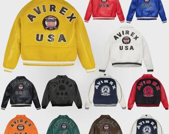 Mens Bomber Avirex Jacket | Handmade Cowhide Leather Avirex outerwear | Personalized Iconic Design | Gift for Him